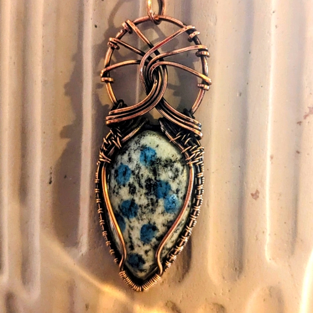 K2 Jasper Gemstone pendant copper wire wrapped
